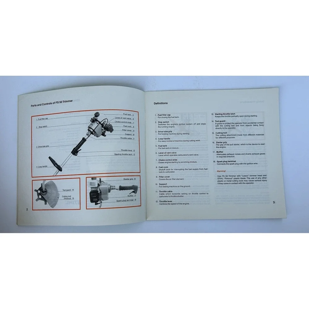 Stihl FS 50 WeedEater WeedWhacker Instruction‎ Owner's Operator Manual